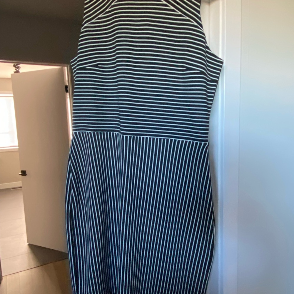 Banana Republic Black and White Striped Midi Dress